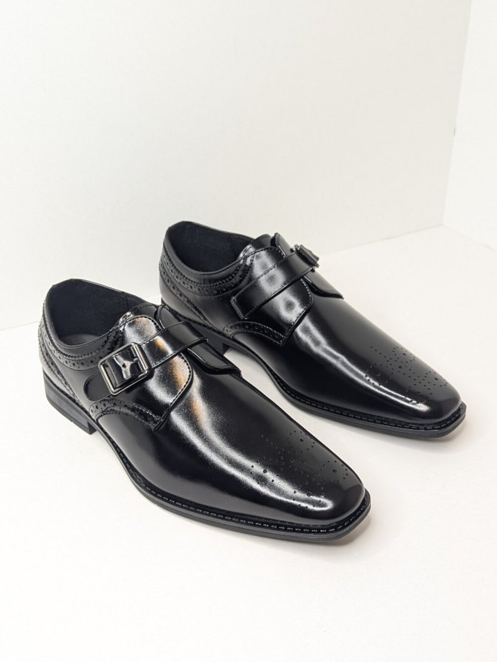 Stacy Adams Kinsley Plain Toe Monk Strap Oxford Black Mens 9.5 Wide